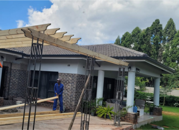 Construction team working on site